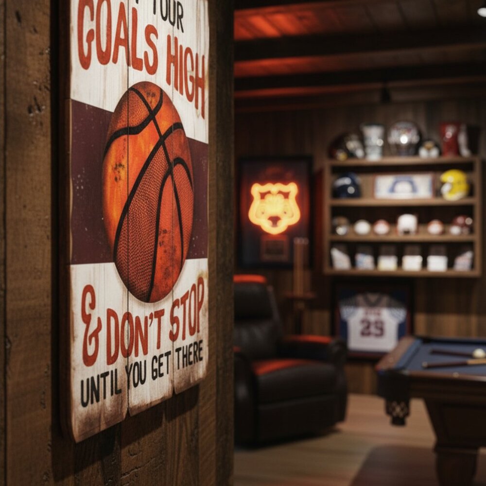 Basketball Goals Wood Wall Decoration Sports Theme Home Decor